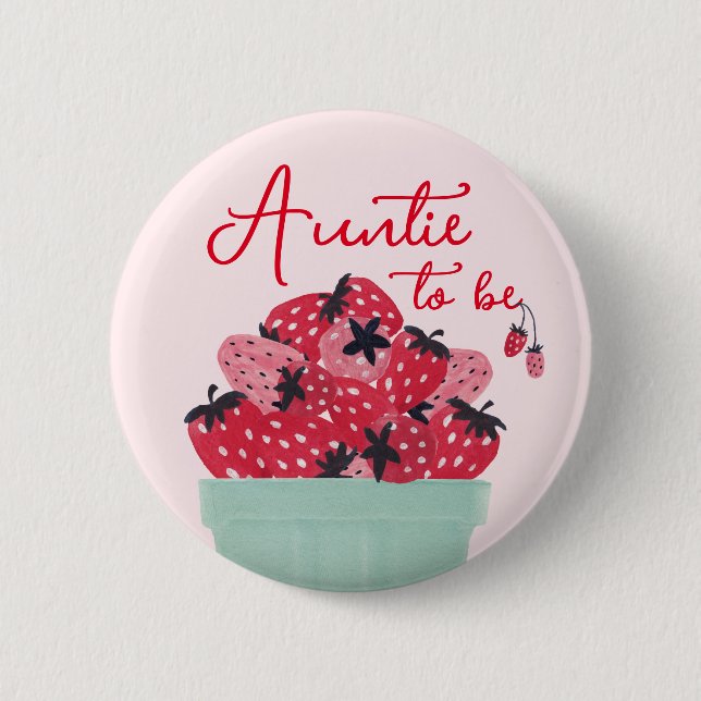 Macaron Rond 5 Cm Bouton Tante Baby shower doux Berry (Devant)