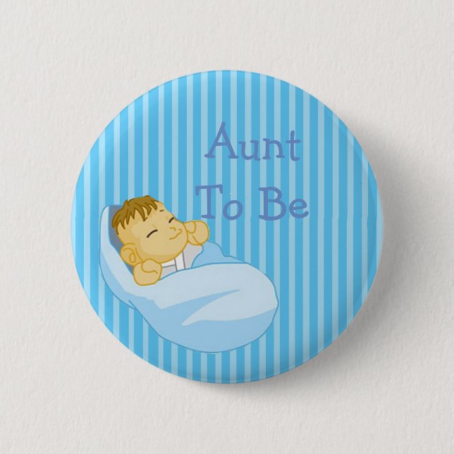 Macaron Rond 5 Cm Bouton Tante Bleue À Être Baby shower (Devant)