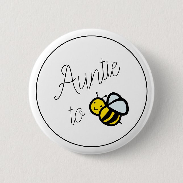 Macaron Rond 5 Cm Bouton Tante to Bee Baby shower (Devant)