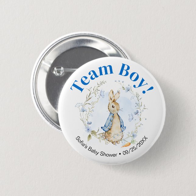 Macaron Rond 5 Cm Bouton Team Boy Peter Rabbit (Devant & derrière)