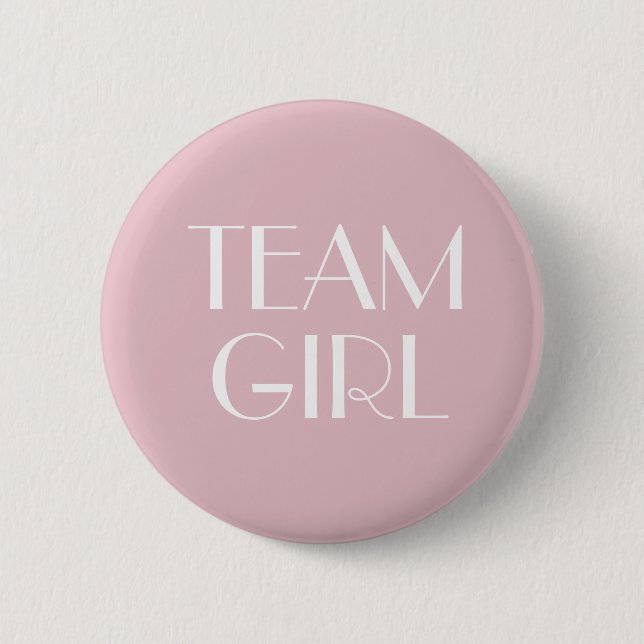 Macaron Rond 5 Cm Bouton Team girl rose Bébé Genre Reveal Party (Devant)