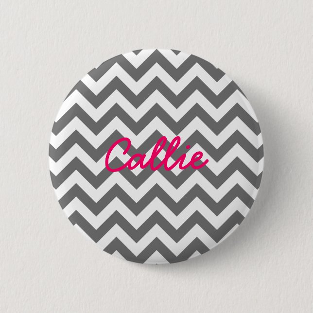 Macaron Rond 5 Cm Bouton tendance Chevron (Devant)