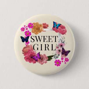 Macaron Rond 5 Cm Bouton tendance Sweet Girl