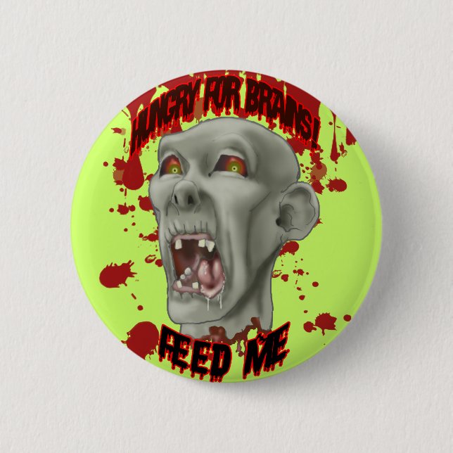Macaron Rond 5 Cm Bouton Tête Zombie Halloween (Devant)