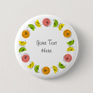 Macaron Rond 5 Cm Bouton Texte multicercle Citrus rond