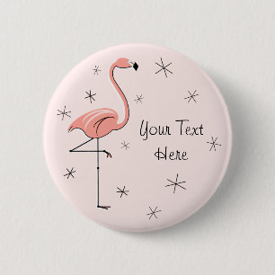 Macaron Rond 5 Cm Bouton "Texte" rose Flamant rose