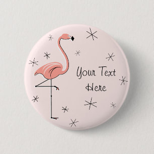 Macaron Rond 5 Cm Bouton "Texte" rose Flamant rose