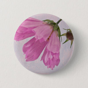Macaron Rond 5 Cm Bouton texturisé rose de Pin de fleur de Cosmo