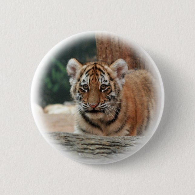 Macaron Rond 5 Cm Bouton Tiger Cub (Devant)