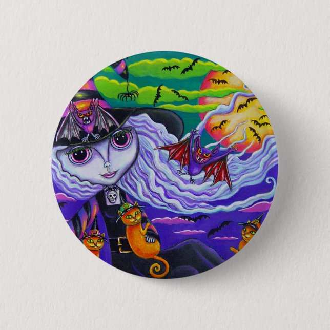 Macaron Rond 5 Cm Bouton timbré de Halloween (Devant)