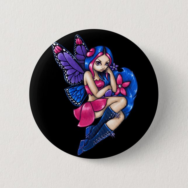 Macaron Rond 5 Cm "" Bouton timide (Devant)