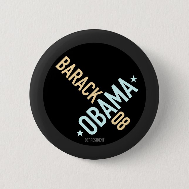 Macaron Rond 5 Cm Bouton tordu de Barack Obama 08 (Devant)