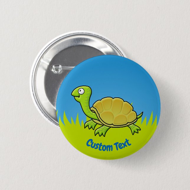 Macaron Rond 5 Cm Bouton Tortue de dessin (Devant & derrière)