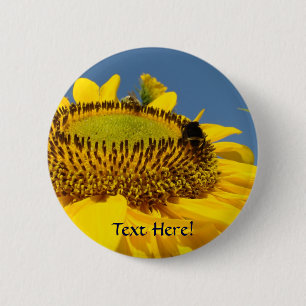 Macaron Rond 5 Cm Bouton tournesol Bumblebee Jaune Art de fleur de s