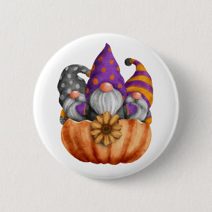 Macaron Rond 5 Cm Bouton trio Citrouille Gnome