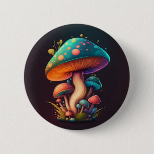 Macaron Rond 5 Cm Bouton Trippy Blue Amanita Muscaria