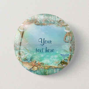 Macaron Rond 5 Cm BOUTON tropical enchanté élégant de Pin de plage