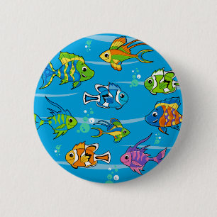 Macaron Rond 5 Cm Bouton tropical mignon de poissons