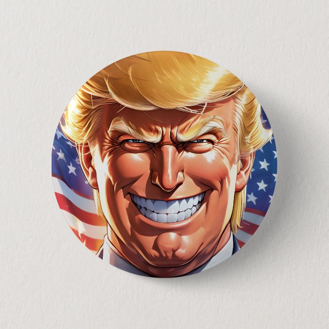Macaron Rond 5 Cm Bouton Trump MAGA 2024 America First (Devant)
