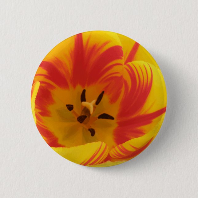 Macaron Rond 5 Cm Bouton Tulipe Fiery (Devant)
