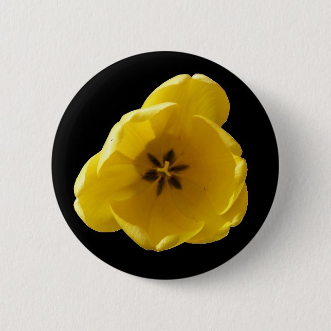 Macaron Rond 5 Cm Bouton Tulipe Jaune (Devant)
