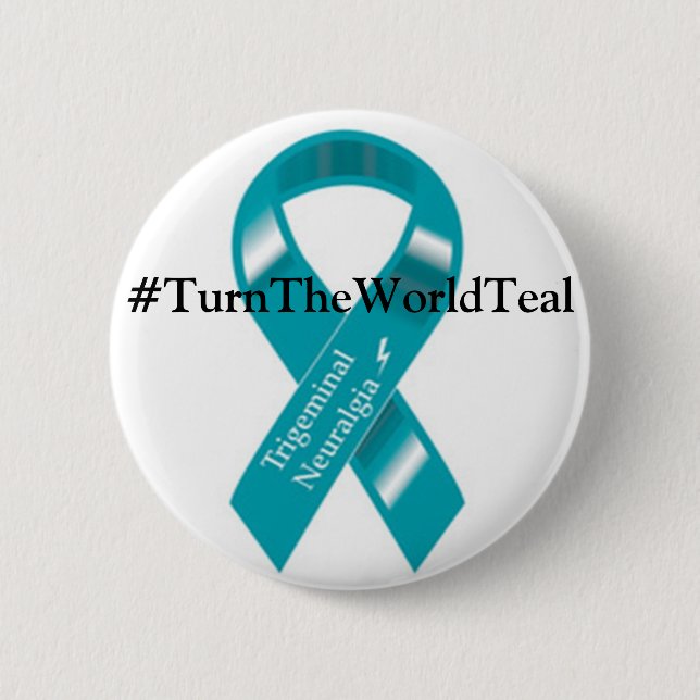 Macaron Rond 5 Cm bouton #TurnTheWorldTeal (Devant)