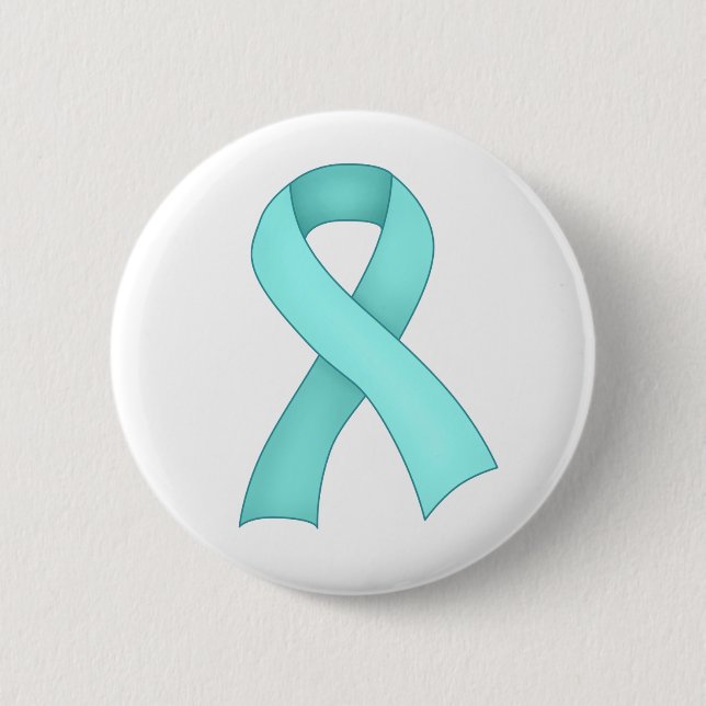 Macaron Rond 5 Cm Bouton turquoise 0001 de ruban de conscience (Devant)