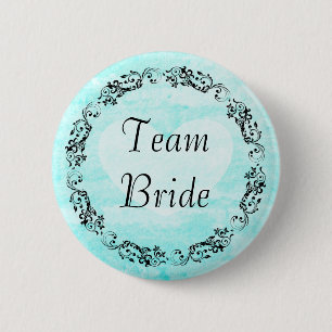 Macaron Rond 5 Cm Bouton turquoise assez floral de jeune mariée