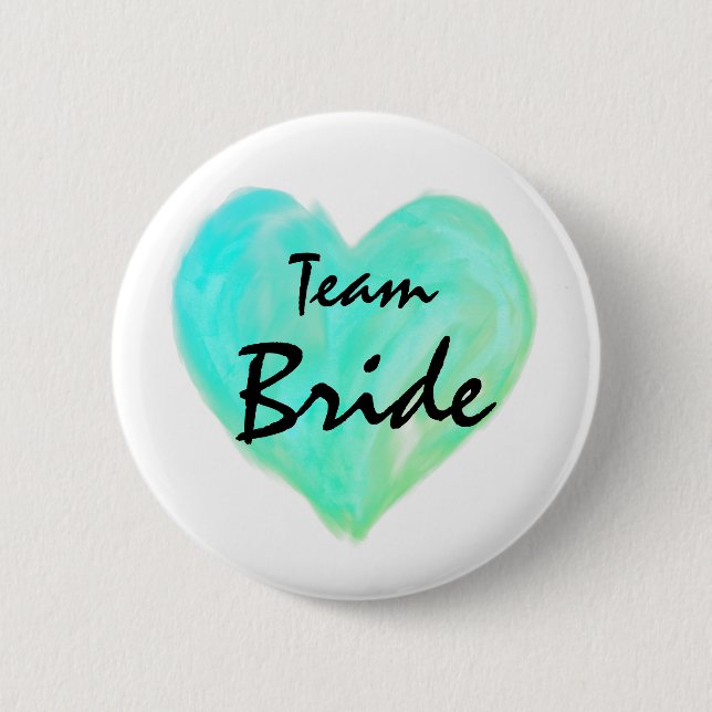 Macaron Rond 5 Cm Bouton turquoise Beach Team Bride Abstrait Paint L (Devant)