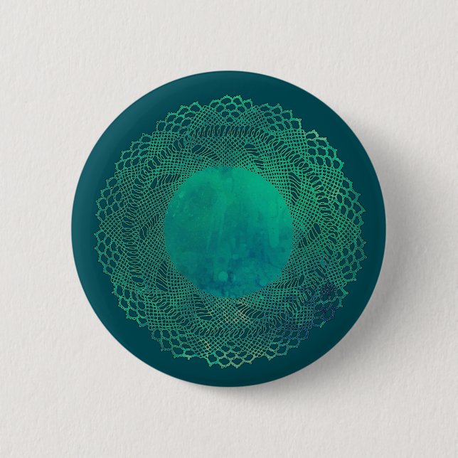 Macaron Rond 5 Cm Bouton turquoise foncé de napperon de dentelle de (Devant)