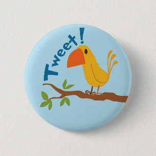 Macaron Rond 5 Cm Bouton Tweet Bird