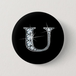 Macaron Rond 5 Cm Bouton "U" à bille de diamant