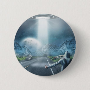 Macaron Rond 5 Cm Bouton UFO Hitchhiker