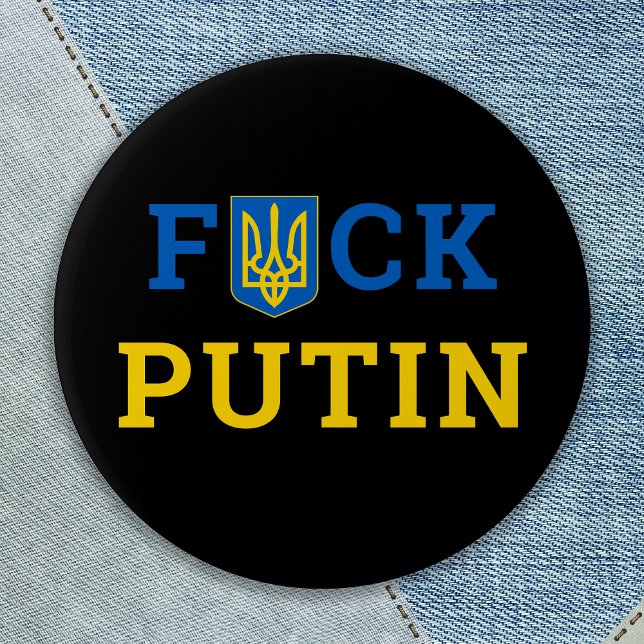 Macaron Rond 5 Cm Bouton ukrainien de soutien de Puck Futin Ukraine (Créateur téléchargé)