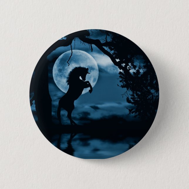 Macaron Rond 5 Cm Bouton Unicorne magique (Devant)