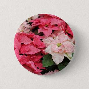 Macaron Rond 5 Cm Bouton Vacances Joli Poinsettias