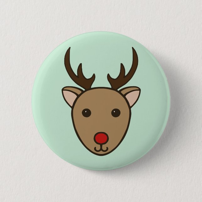 Macaron Rond 5 Cm Bouton Vacances Reindeer (Devant)