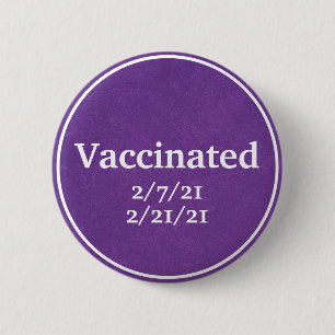 Macaron Rond 5 Cm Bouton vacciné (violet) avec dates personnalisées