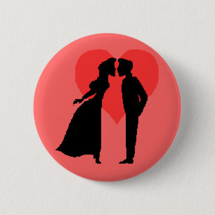 Macaron Rond 5 Cm Bouton Valentine Couple