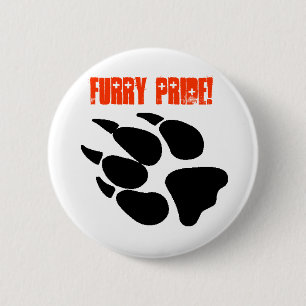 Macaron Rond 5 Cm Bouton velu de Pawprint de fierté