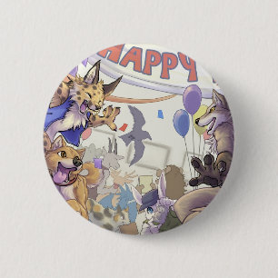 Macaron Rond 5 Cm Bouton velu heureux d'escroquerie