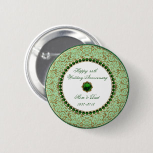 Macaron Rond 5 Cm Bouton vert d'anniversaire de mariage
