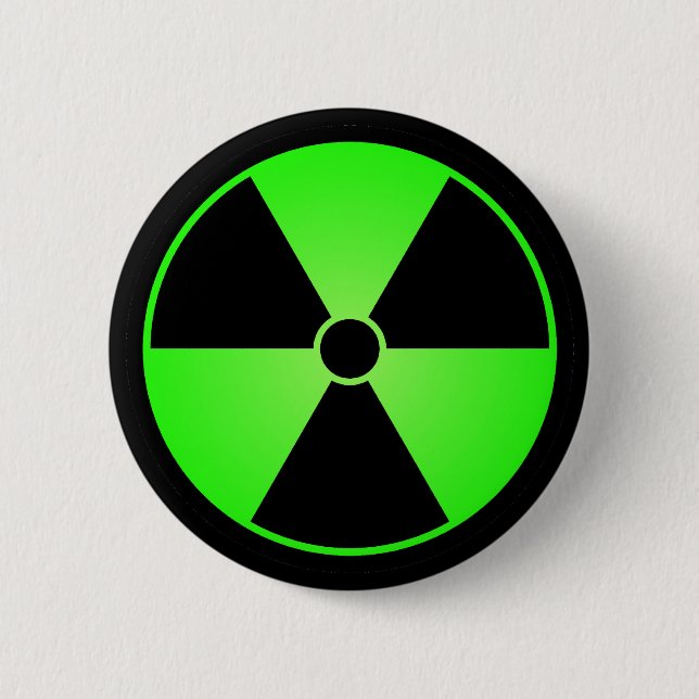 Macaron Rond 5 Cm Bouton vert de symbole de rayonnement (Devant)