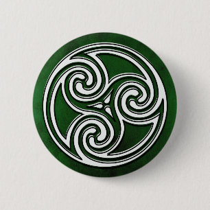 Macaron Rond 5 Cm Bouton vert de Triskelion de noeud irlandais