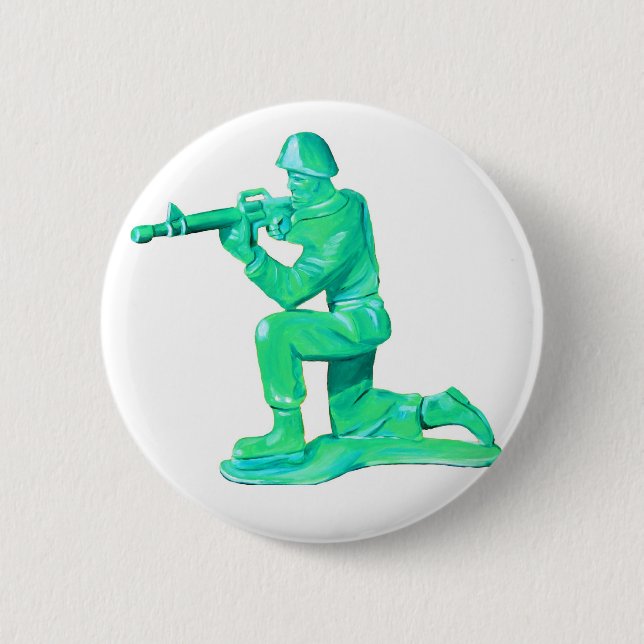 Macaron Rond 5 Cm Bouton vert d'homme d'armée (Devant)