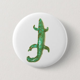 Macaron Rond 5 Cm bouton vert du lézard