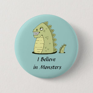 Macaron Rond 5 Cm Bouton vert mignon Monster