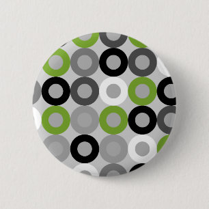 Macaron Rond 5 Cm Bouton vert, noir et blanc moderne