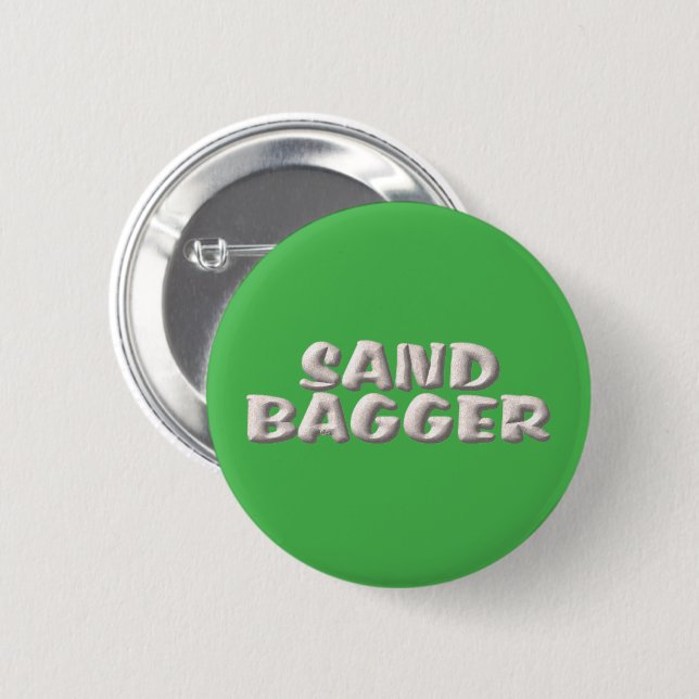 Macaron Rond 5 Cm Bouton vert Sandbagger (Devant & derrière)