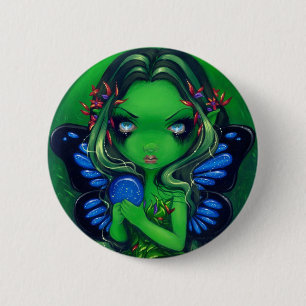 Macaron Rond 5 Cm " Bouton vert "verdoyant